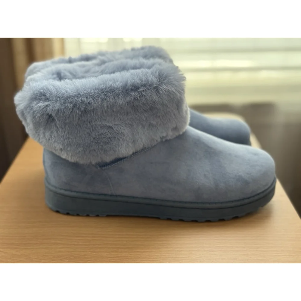 LIGHT BLUE Classic Women's Winter Boots Booties Faux Fur SZ 9.5 M